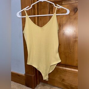 american eagle yellow ribbed bodysuit